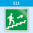 Знак E15 «Направление к эвакуационному выходу по лестнице вверх (правосторонний)» (пластик, 200х200 мм)